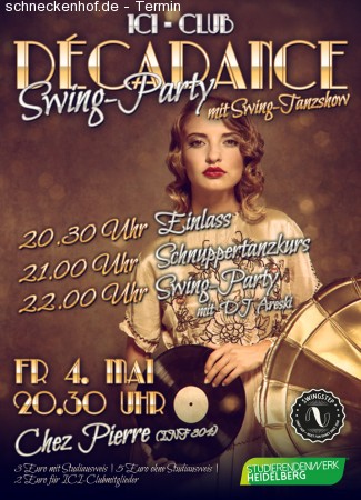 ICI-Club Decadance Swing-Party mit Schnu Werbeplakat