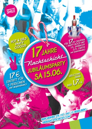 17 Jahre Jubiläumsparty Werbeplakat