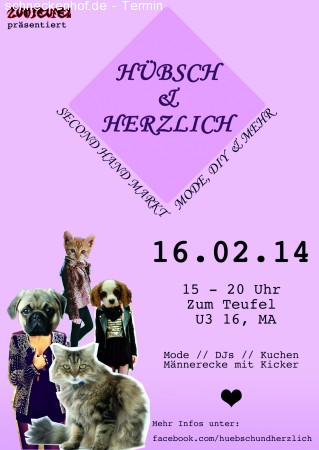 Hübsch  & Herzlich Modeflohmarkt Werbeplakat