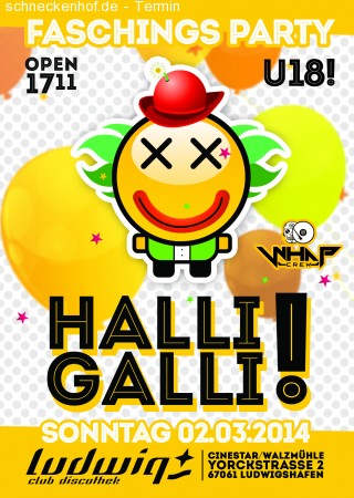 Halli Galli - Faschingsparty Werbeplakat