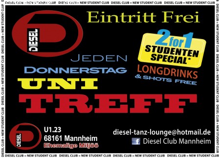 UNI TREFF &  2 FÜR 1 Werbeplakat