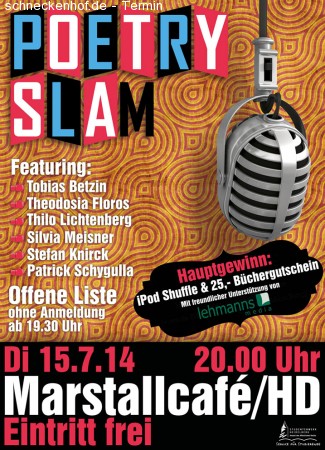 Poetry Slam im Marstallcafé! Werbeplakat