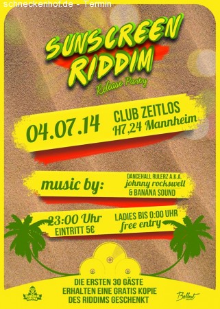 Sunscreen Riddim Release Party Werbeplakat