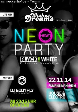 Black & White Neonparty Werbeplakat