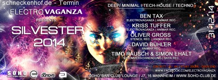 ELECTROVAGANZA pres.SILVESTER 2014 Werbeplakat