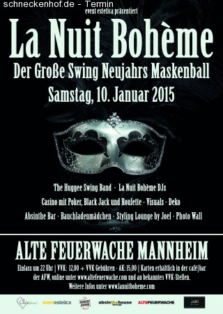 La Nuit Boheme Neujahrs Maskenball Werbeplakat