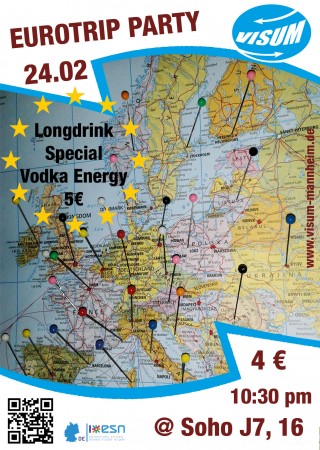 VISUM International Party - Eurotrip Werbeplakat