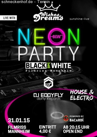 Black & White Neonparty Werbeplakat