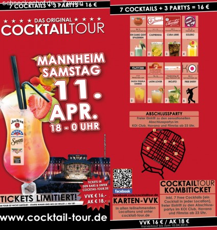 COCKTAILTOUR durch Mannheim Werbeplakat