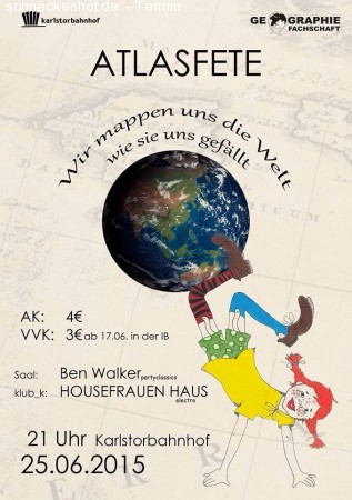 Atlasfete - Wir mappen uns die Welt... Werbeplakat