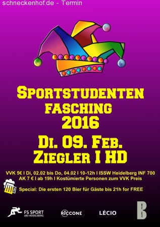 Sportstudentenfasching 2016 Werbeplakat