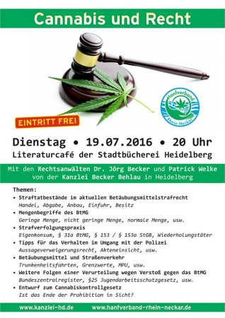 Infoveranstaltung Cannabis und Recht Werbeplakat